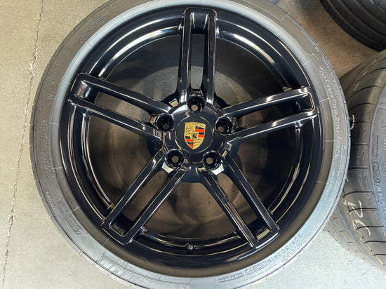 2016 Porsche 911 991 Carrera C4 C4S Factory 19 Wheels Tires Rims OEM Black 67461 67462