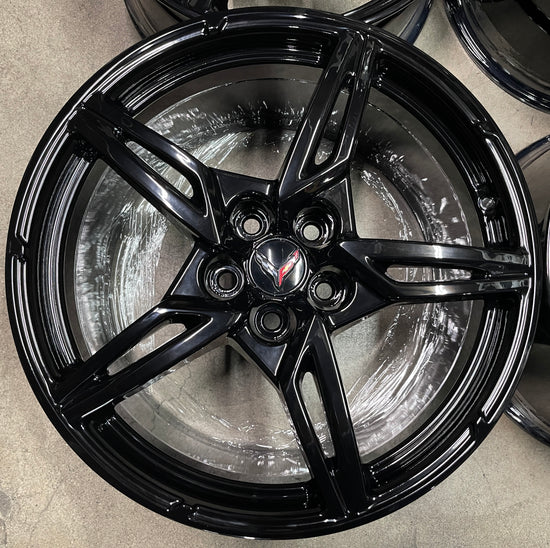 Sold Four 2024 Chevy Corvette C8 factory 19 20 WHEELS OEM 23404163 23404154 Black