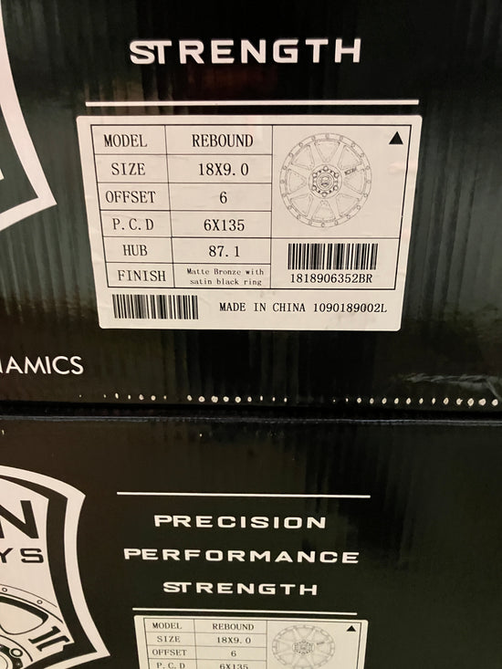 Four ICON Rebound 18 Wheels F150 6x135 1818906352BR Matte Bronze w/ Black 18x9 +6