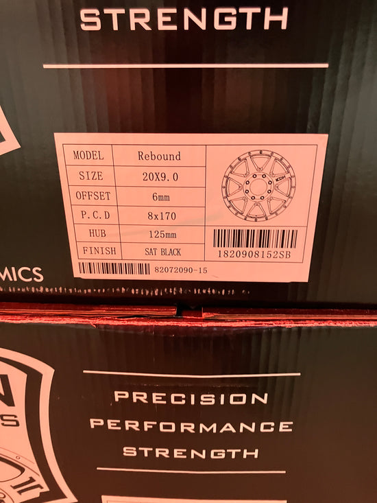 Four ICON Rebound 20 Wheels 1820908152SB F250 F350SRW satin Black 20x9 +6 8x170