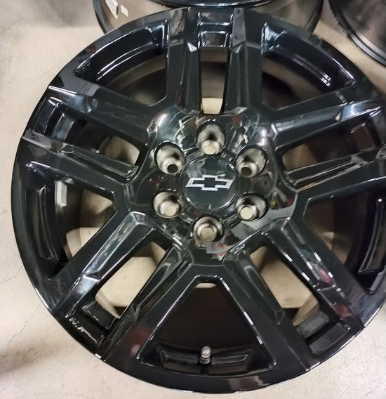 Sold Four 2025 Chevy Silverado LTZ Factory 20 Wheels OEM 5913 Rims Tahoe Black 23377017