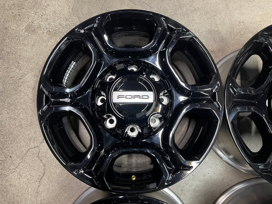 Sold Four 2024 Ford F250 F350 Factory 18 Wheels OEM Rims 10479 Gloss Black Tall rear caps