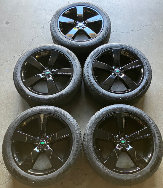 2021-2026 Land Rover Defender OEM Factory 22 Inch Gloss Black Wheel Rim Tire Set of 5 Including Spare L8BM1007AD