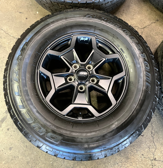 Sold 2023 Jeep Gladiator Wrangler JK JL Factory 17 Wheels Tires Black Bridgestone AT RHS 255/75/17