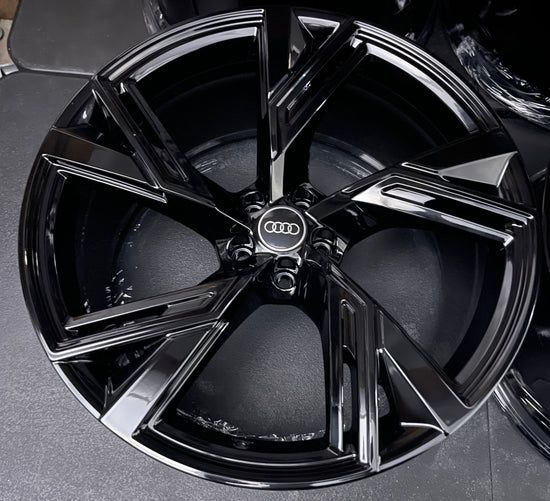 Four 2021-2023 Audi RS6 Avant Sport Factory 22 Wheels OEM Rims 4K0601025 Gloss Black