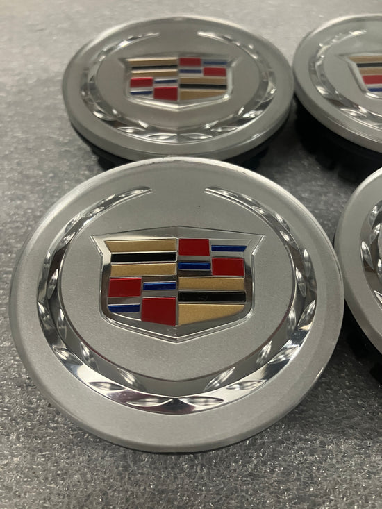 Set of 4 Authentic OEM Cadillac CTS DTS SRX XLR ATS Center caps 9597375 Colored Medallion