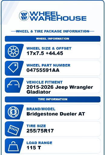 2008-2026 Jeep Wrangler JK JL Gladiator Factory 17" Wheel/Rim Tire Set of 5 OEM Charcoal