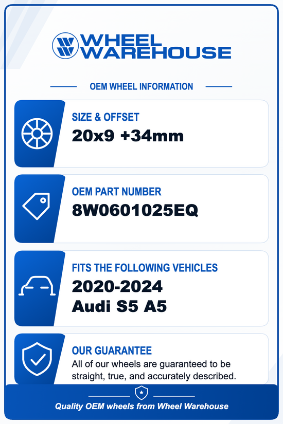 2020-2024 Audi S5 Factory 20" Machined Face Wheels & Tires Set of 4 OEM Original | 8W0601025EQ 12006