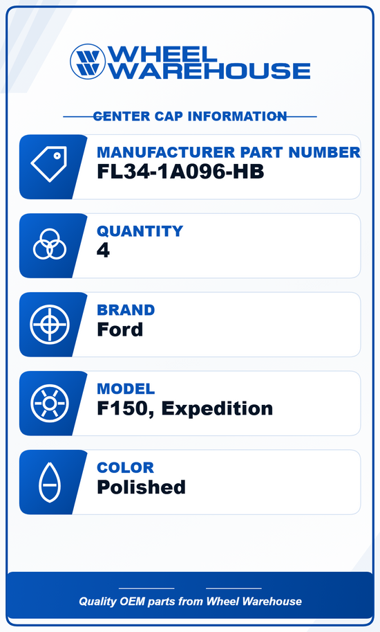 Set of 4 Ford F150 Expedition polished OEM center caps 2.5" 63.6MM
