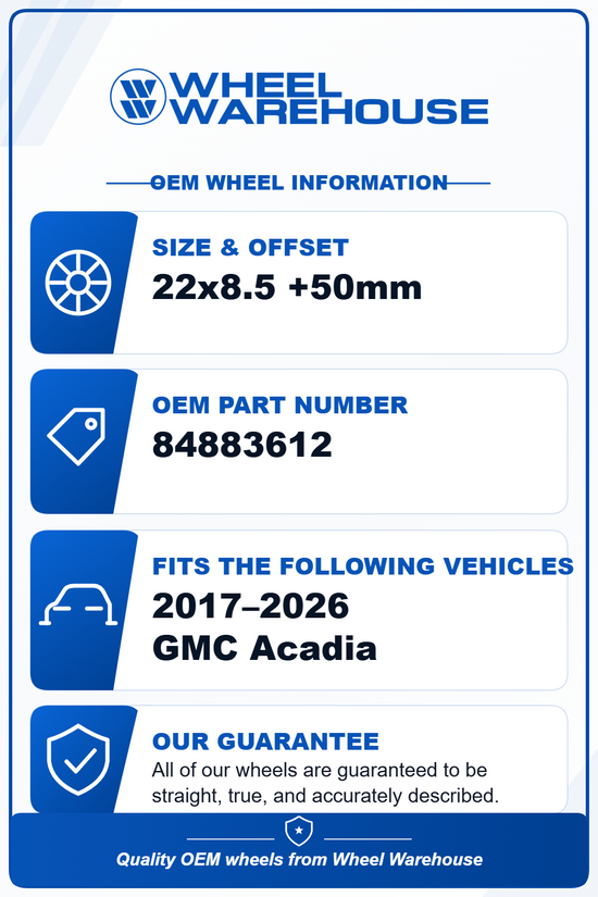 2026 GMC Acadia Factory 22 Wheels OEM Rims Machined Silver 84883612 Blazer Enclave