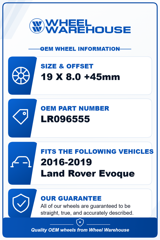 2016-2019 Land Rover Evoque OEM 19" Gloss Black Single Wheel Rim | LR096555 72274