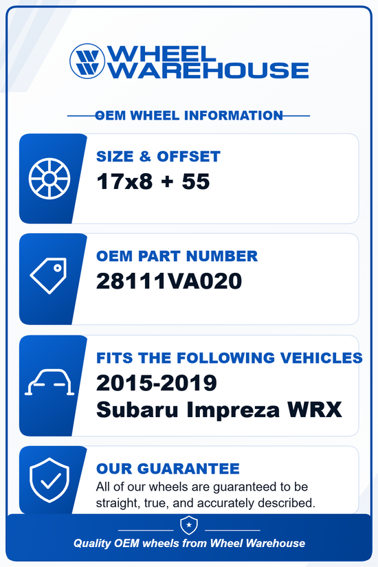 2015-2019 Subaru Impreza WRX Factory 17" Charcoal Wheel Rim Single OEM Original | 28111VA020 68829