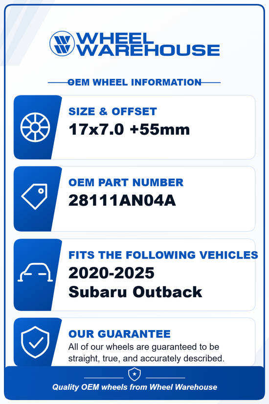 2015-2024 Subaru Outback OEM 17" Machined Face Dark Gray Wheel/Rim Set of 4 Original | 28111AN04A 68880