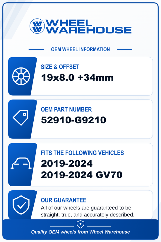 2019-2024 Genesis GV70 Factory 19" Deep Black Wheel/Rim Tire Set of 4 OEM Original | 52910-G9210 70959