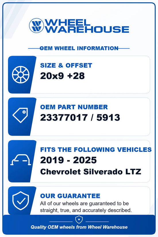 Sold 2019-2026 Chevy Silverado LTZ Factory 20" Gloss Black Wheel Rim Set of 4 OEM | 23377017 | 5913