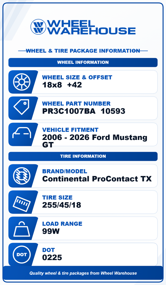 Sold 2024-2025 Ford Mustang GT OEM 18" Gloss Black Wheel/Rim Tire Set of 4 | PR3C1007BA 255/45R18