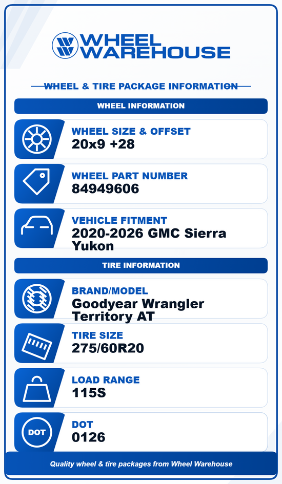2025 GMC AT4 Factory 20" Machined Face Wheel/Rim Tire Set of 4 OEM Original | 84949606