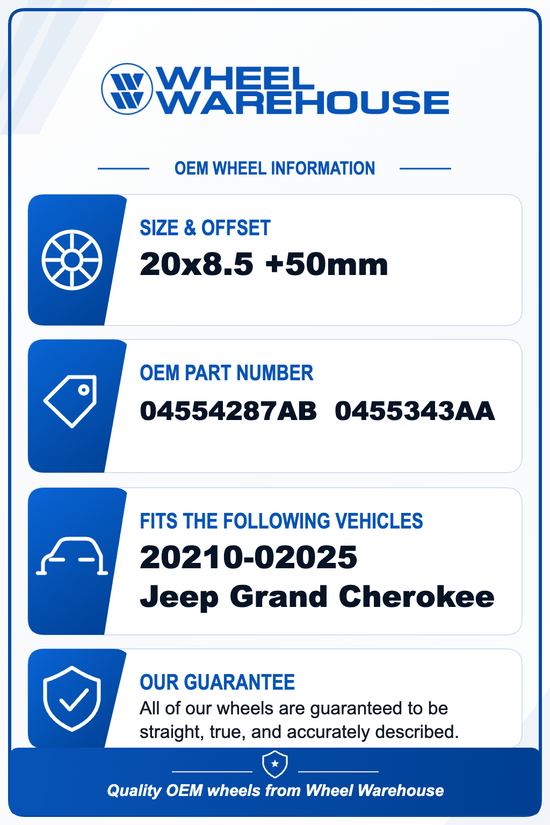 OEM 2021-2025 Jeep Grand Cherokee 20" Gloss Black Wheel & Tire Set 20x8.5 +50mm | 04755427AB | Used