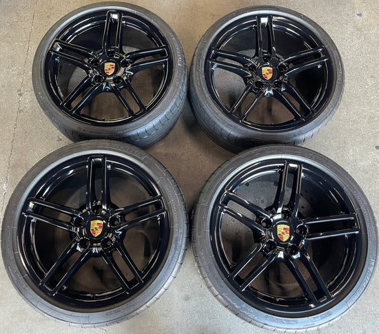 2016 Porsche 911 991 Carrera C4 C4S Factory 19 Wheels Tires Rims OEM Black 67461 67462