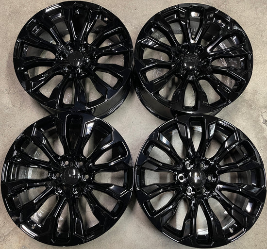 Sold Four 2024 GMC Yukon Sierra Denali Factory 22 Wheels OEM Silverado 84446143 Black