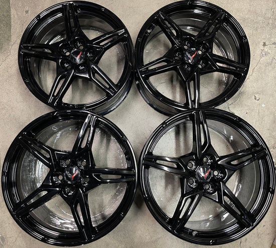 Sold Four 2024 Chevy Corvette C8 factory 19 20 WHEELS OEM 23404163 23404154 Black