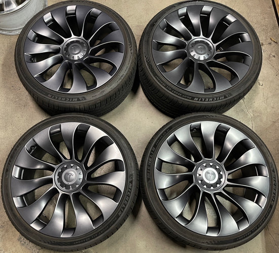 2024 Tesla Model Y 21 Wheels Tires Rims OEM Uber Turbine Onyx Michelin