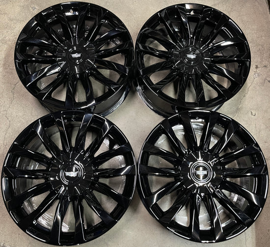 Four 2024 Cadillac Escalade Platinum Factory 22 Wheels OEM RIMS Gloss Black 84460119