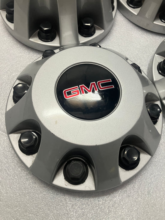 Sold Set of 4 2011-2023 GMC Sierra 3500 Dually Silver Center Caps 9597805 9597796 OEM