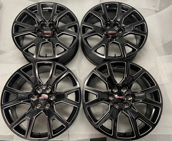 2023-2026 GMC Yukon 1500 OEM 22" Machined Black Wheel Rim Set of 4 | 84040801 23376319 14087
