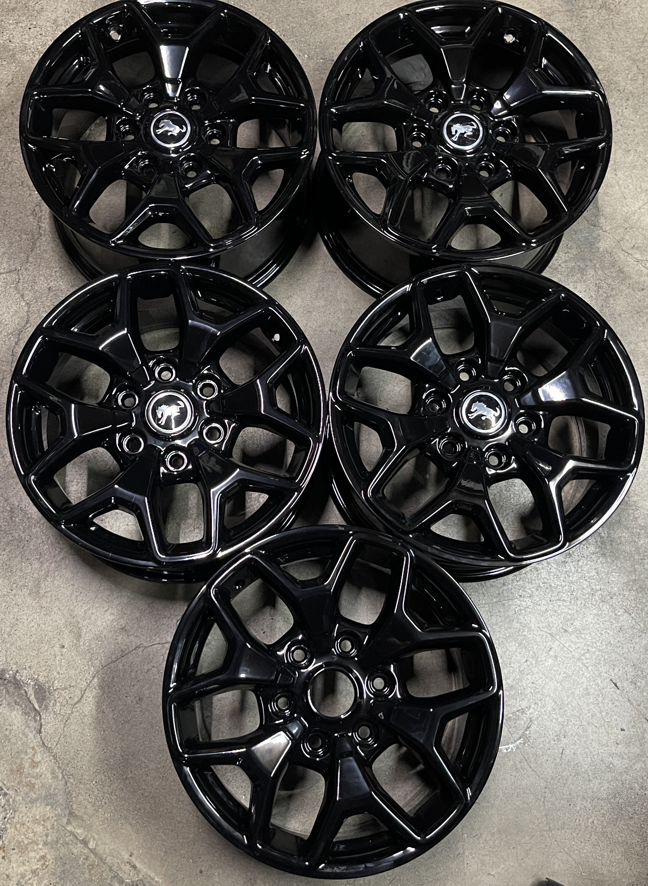 Five 2024 FORD Bronco Badlands Factory 17 Wheels OEM Rims Gloss Black scwoem