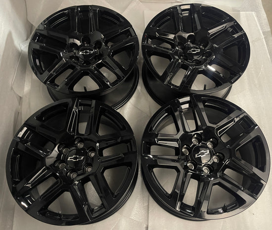Sold Four 2026 Chevy Silverado LTZ Factory 20 Wheels OEM 5913 Rims Tahoe Black 23377017