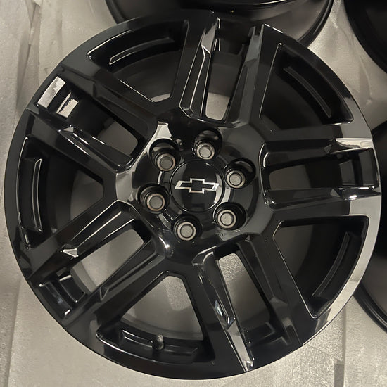 Sold Four 2026 Chevy Silverado LTZ Factory 20 Wheels OEM 5913 Rims Tahoe Black 23377017