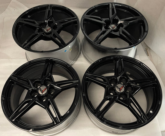 Sold Four 2025 Chevy Corvette C8 Factory 19 20 Wheels OEM 23404163 23404154 Black