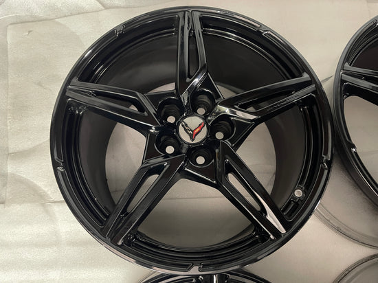 Sold Four 2025 Chevy Corvette C8 Factory 19 20 Wheels OEM 23404163 23404154 Black