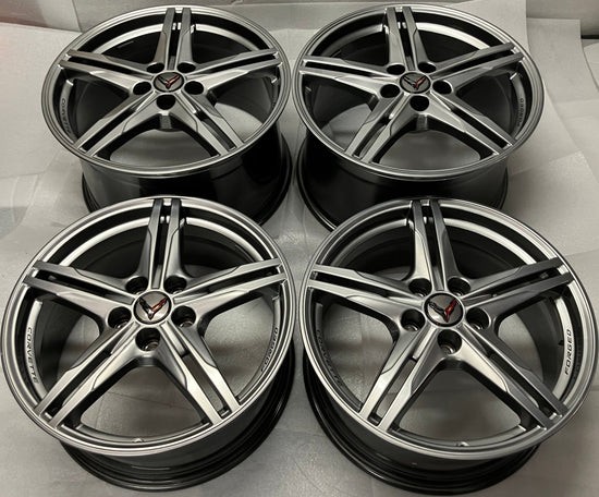 Four 2026 Chevy Corvette C8 factory 19 20 Wheels OEM Forged 84978126 / 8127 Silver
