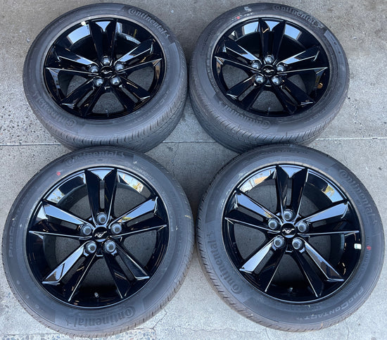 2024-2025 Ford Mustang GT OEM 18" Gloss Black Wheel/Rim Tire Set of 4 | PR3C1007BA 10593 Continental ProContact TX