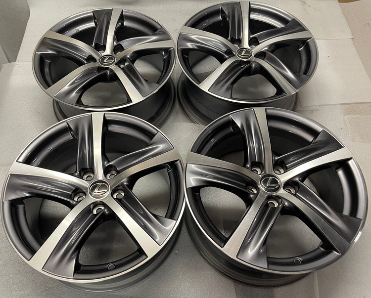 2017-2020 Lexus IS300 OEM 18" Staggered Machined Silver Wheel Rim Set of 4 — 4261153540 / 4261153550
