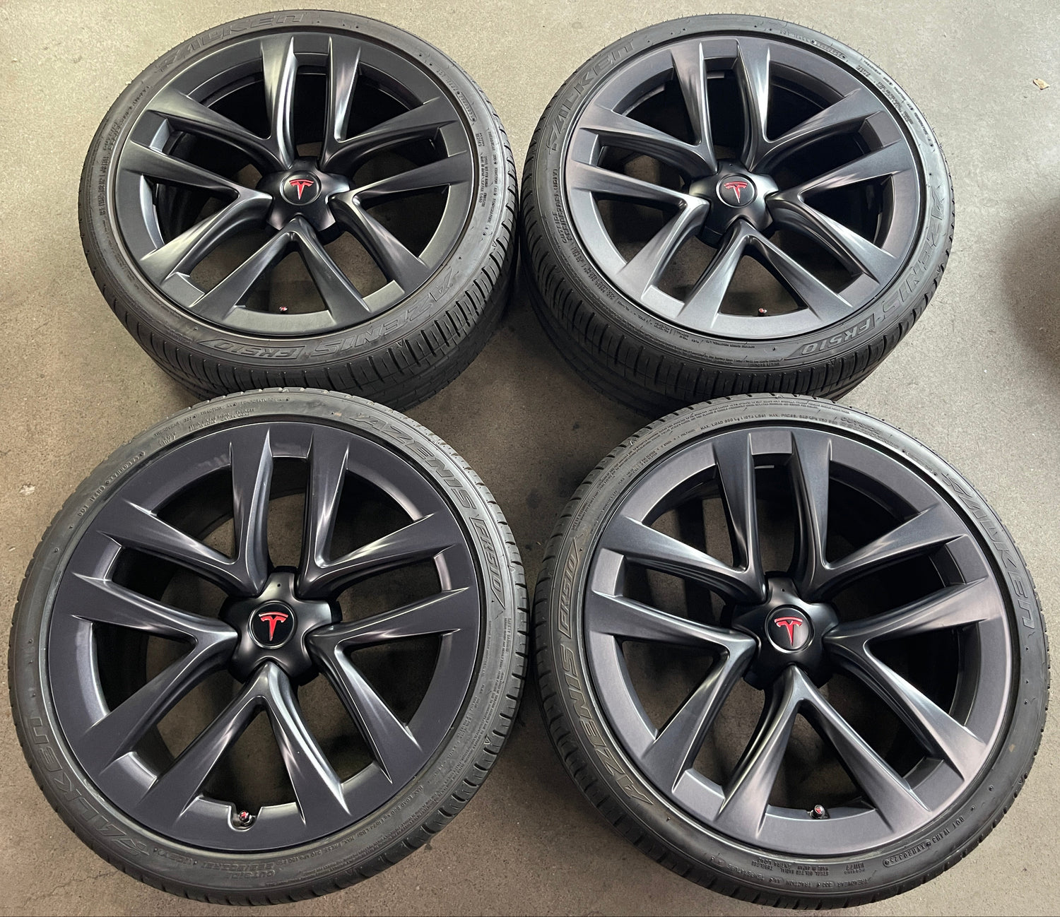 2016-2022 Tesla Model S OEM 21" Charcoal Arachnid Wheel/Rim Tire Set of 4 | 142022800B
