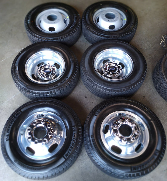Six 2025 Ford F350 Dually Factory Forged 17 Wheels Tires OEM Rims 3618 3619 Mich LTX MS2