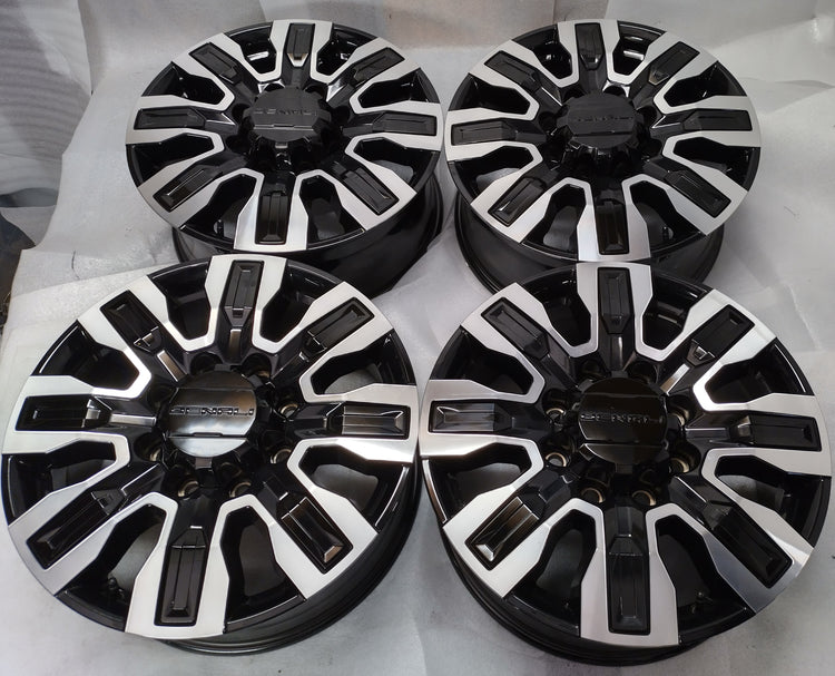 2020-2025 GMC Sierra Denali Ultimate HD2500 OEM 20" Black Machined Face Wheel Rim Set of 4 | 84830459

