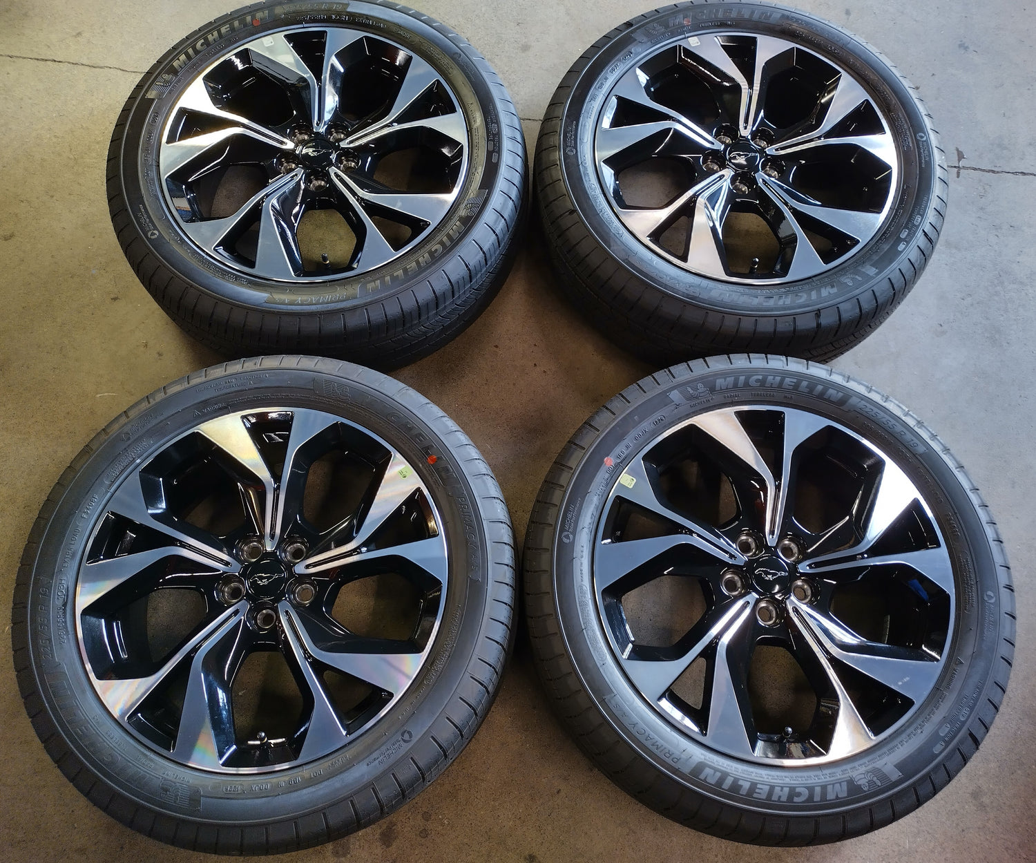 2021-2026 Ford Mustang Mach-E OEM 19" Machined Black Wheel Rim Tire Set of 4 | LJ8C1007B1A 10337A

