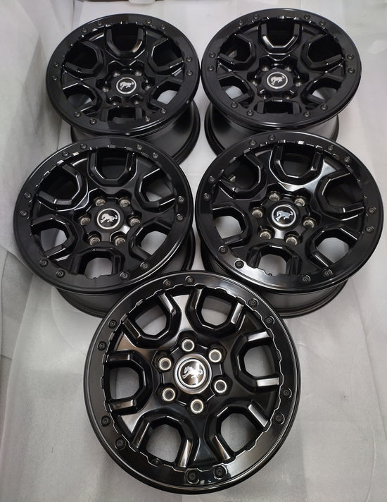 2021-2026 Ford Bronco Sasquatch 17 Inch OEM Black Silver Beadlock Wheel Rim Set of 5 Take-Off N2DC1007C1A 10388B