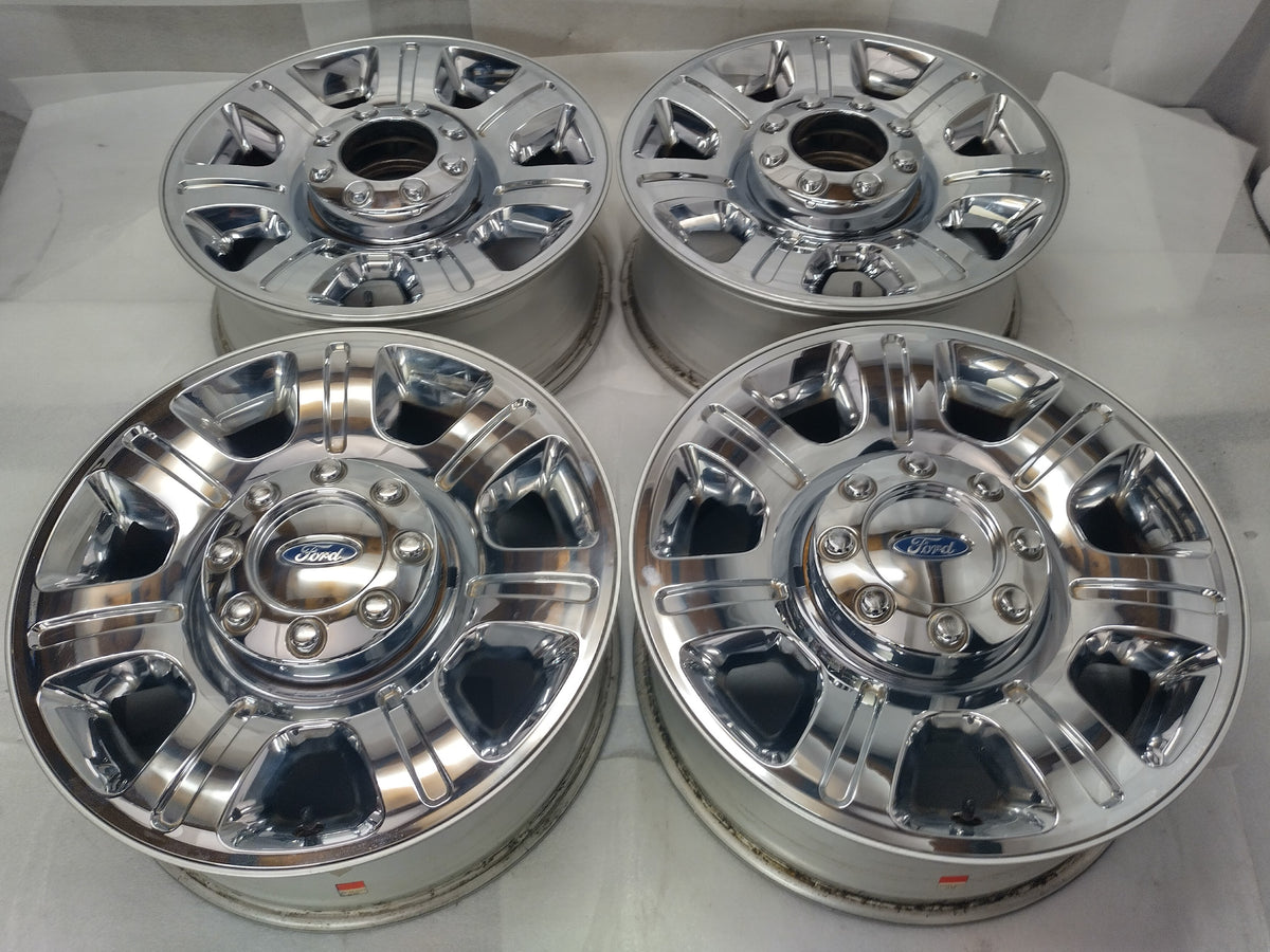 2011-2016 Ford F250 OEM 20x8 Chrome Clad Wheel Rim Set of 4 with 4 Center Caps, Gently Used, 8x170 Bolt Pattern, OEM CC3Z1007A, Interchange 3892

