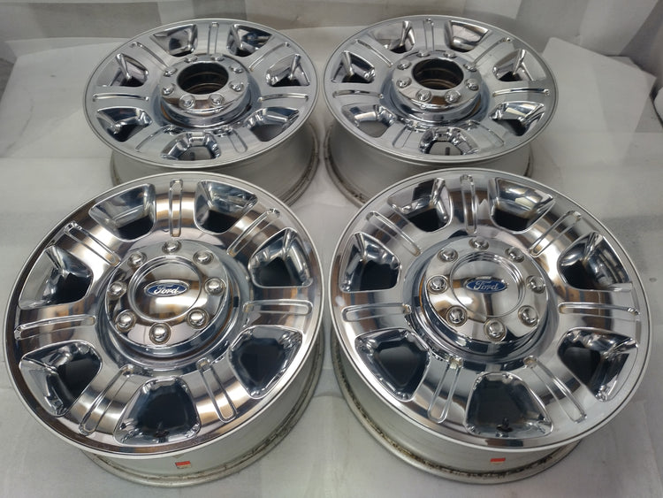 2011-2016 Ford F250 OEM 20x8 Chrome Clad Wheel Rim Set of 4 with 4 Center Caps, Gently Used, 8x170 Bolt Pattern, OEM CC3Z1007A, Interchange 3892
