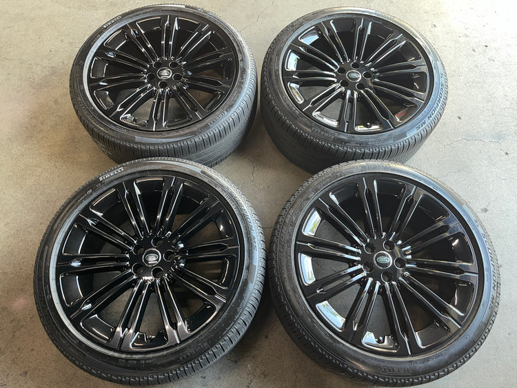2023 2024 Land Rover Range Rover OEM 23" Gloss Black Wheel Rim Tire Set of 4 M8E21007KA 72378
