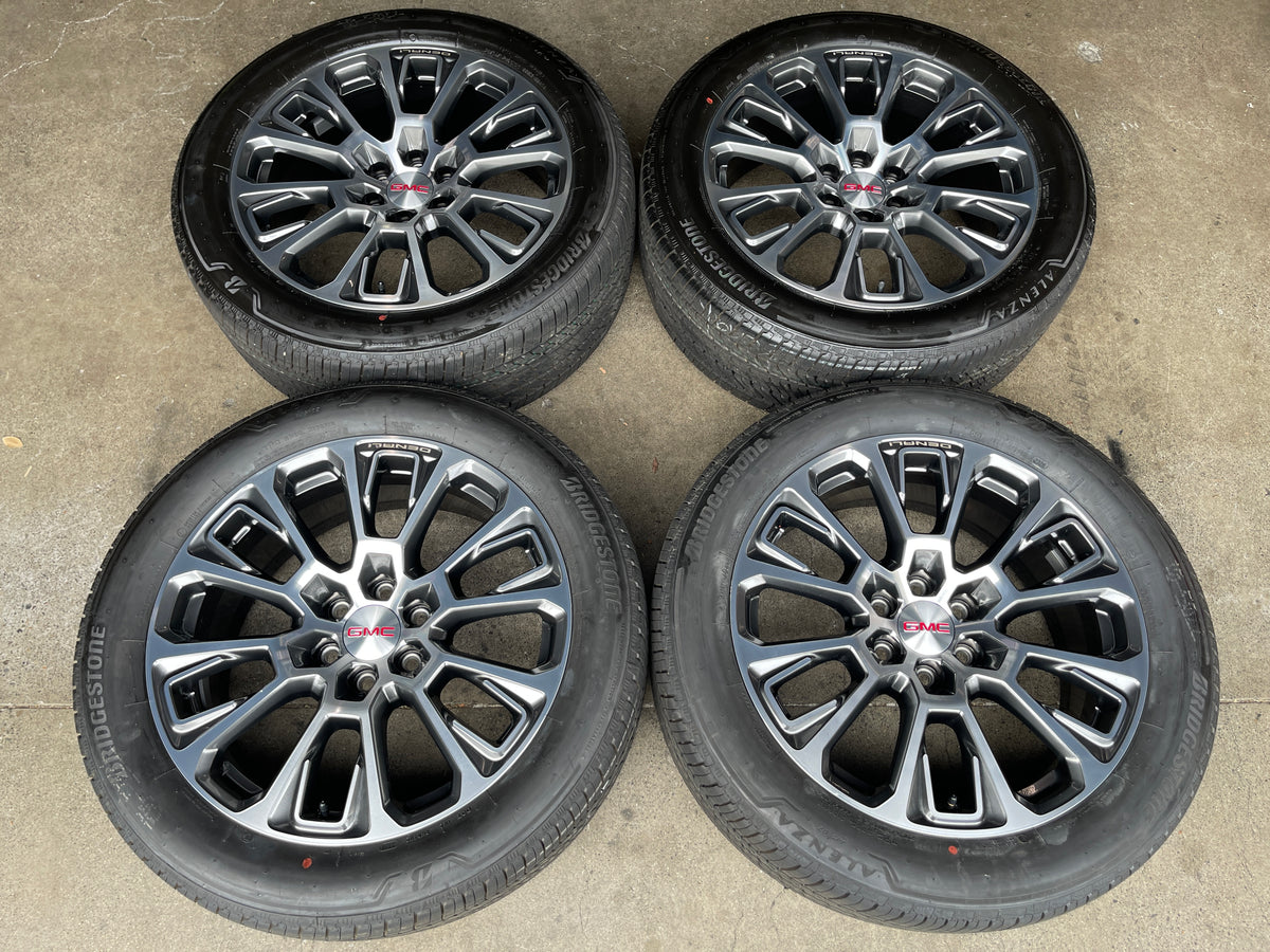 2025-2026 GMC Denali Yukon Sierra 1500 Factory 22 inch Machined Gray Wheel Rim Tire Set of 4 OEM
