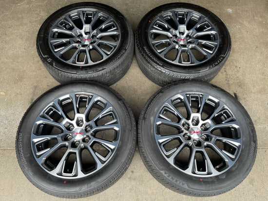 2025-2026 GMC Denali Yukon Sierra 1500 Factory 22 inch Machined Gray Wheel Rim Tire Set of 4 OEM
