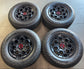 2022-2026 Toyota Tundra TRD BBS forged OEM 18x7.5 Semi Gloss Black Wheel Rim Tire Set of 4, OEM PT960342202F, interchange 69195, Falken WildPeak AT3WA 285/65R18 116T tires with approximately 99% tread, center caps included
