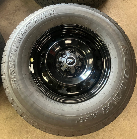 Five OEM Ford Bronco Black Diamond 17 Wheels Tires Factory Rims Sensors Black
