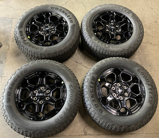 2025-2026 Ford Ranger OEM 18 Inch Gloss Black Wheel Rim Tire Set of 4 N1WZ-1007-Y Goodyear Wrangler Territory AT